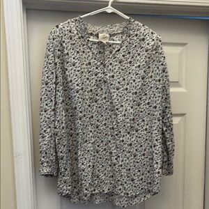 St. John's Bay White and Brown Floral Blouse